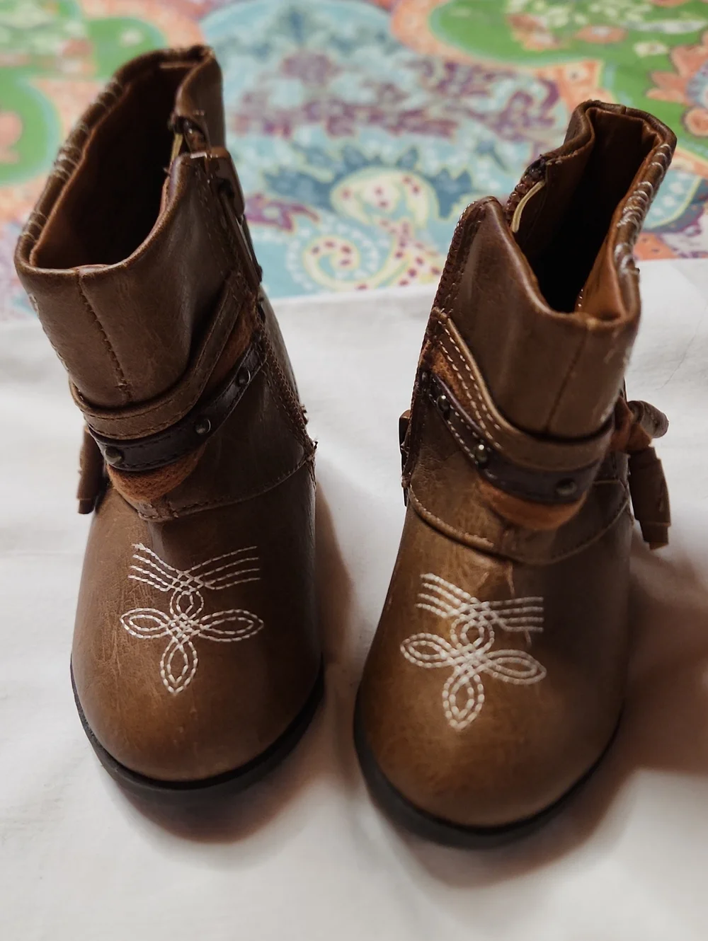 GARANIMALS sz 4 Baby Girl Western Boots Zip Sides